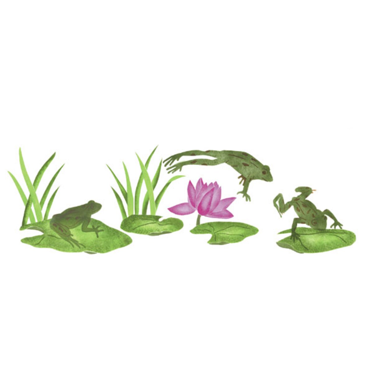 Frog and Lily Pads Wall Stencil | 2627 by Designer Stencils | Animal & Nature Stencils | Reusable Art Craft Stencils for Painting on Walls, Canvas, Wood | Reusable Plastic Paint Stencil for Home Makeover | Easy to Use & Clean Art Stencil